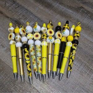 Sunflower themed beaded pens